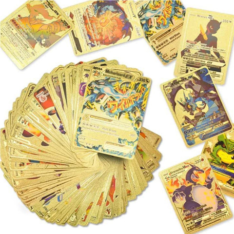 MARS 110 PCS Pokemon Collectible Card Games Gold Foil Assorted TCG