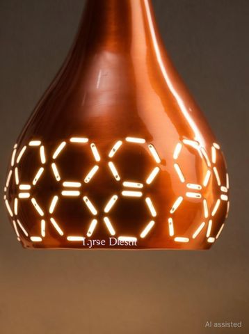 Cruv Aluminum Copper Color Cutting Design Shade Hanging Light
