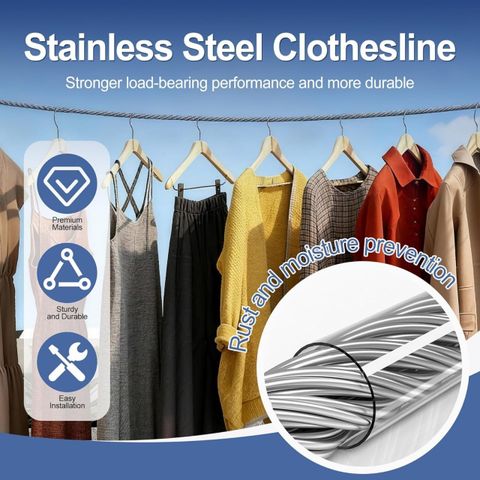 RJD1114 Clothes Drying Rope with Locking Hooks for Balcony & Travel â 5 m Steel Wire Steel Clothesline (5 m) - Image 8