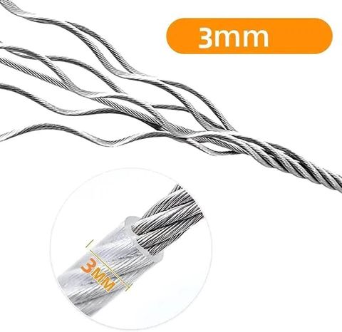 RJD1114 Clothes Drying Rope with Locking Hooks for Balcony & Travel â 5 m Steel Wire Steel Clothesline (5 m) - Image 4