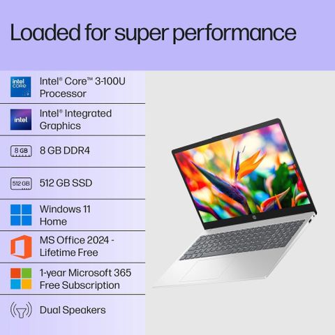 HP 15 (i3 14th Gen) Intel Core 3 100U - (8 GB/512 GB SSD/Windows