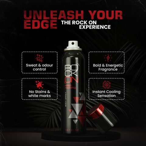 ROCK ON Impulse Deodrant | Unisex Body Spray | Long-Lasting Deo for Men & Women Body Spray - For Men & Women