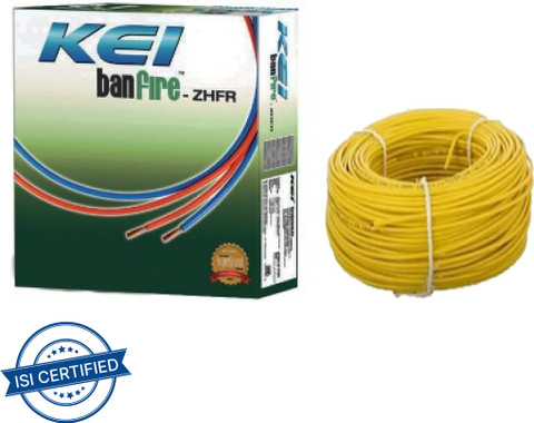 KEI CABLES ZH-FR PVC 1.5 sq/mm Yellow 90 m Wire Price in India