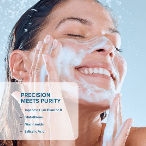 BLU Milky Foaming Face wash | Deep Cleansing, Clarifying face wash with Japanese Clair Blanche II & Glutathione| For Brighter, Oil-free, Even tone skin