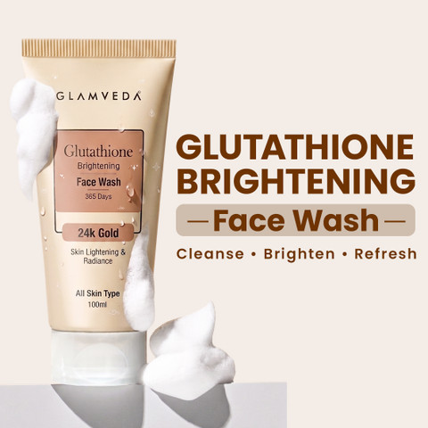glutathione reduced form for skin whitening GLAMVEDA 24 k Gold Reduce Dark Spots & Pigmentation, Lightens Complexion| All Skin types | Face Wash Size:2 x 50ml