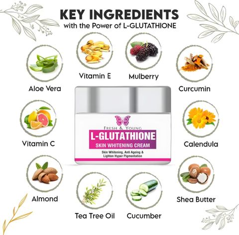 glutathione whitening cream natural ingredients Fresh & Young Face Cream, With Glutathione, Alpha Arbutin, Vitamin C Niacinamide Price in India Glutathione Peroxidase 3, Plasma