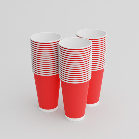 Paricott (Pack of 100) 450ml Red Plain Disposable Glass For Party Glass Set Water/Juice Glass Price in India