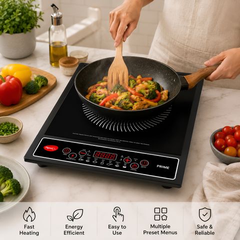 Stovetop cooking appliance on a kitchen counter