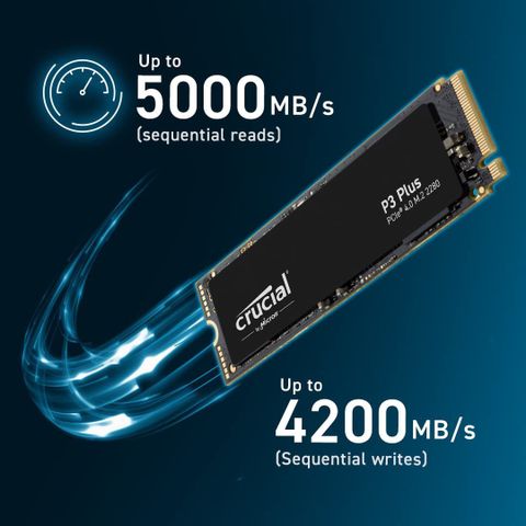 Crucial P3 Plus 2 TB Desktop, Laptop Black PCIe NVMe Internal
