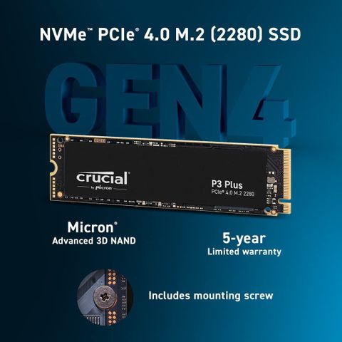 Crucial P3 Plus 2 TB Desktop, Laptop Black PCIe NVMe Internal