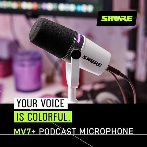 SHURE MV7+ PODCAST MICROPHONE ホワイト Shure MV7+Podcast Microphone Enhanced Audio,LED Touch Panel,USB