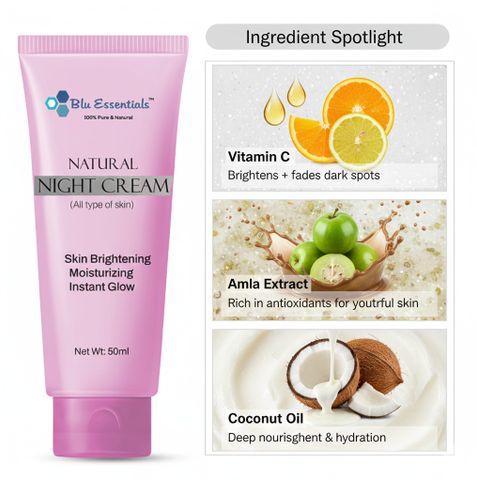 Blu Essentials Vitamin C Night Cream for Brightening & Anti-Aging