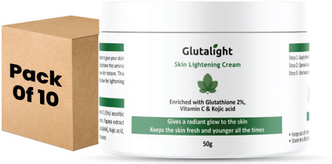 Glutalight Glutathione, Vitamin C, Kojic Acid Skin Lightening Cream - 50g (Pack of 10) - Price in India, Buy Glutalight Glutathione, Vitamin C, Kojic Acid Skin Lightening Cream