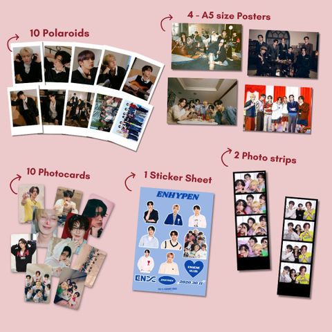 Enhypen Poster Combo Pack Of 4 Poster, 10 Photocards, 10 Polaroids