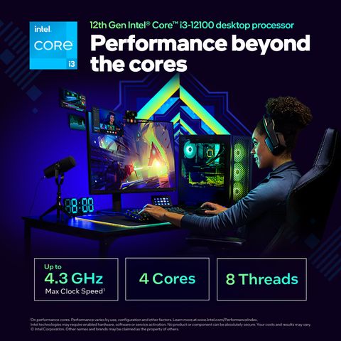 Intel i3-12100 4.3 GHz Upto 4.3 GHz LGA1700 Socket 4 Cores 8