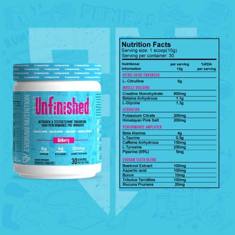 EVORAW NUTRITION UNFINISHED L-Citrulline, Beta-Alanine, Creatine With free Dri-FIT Socks. Pre Workout Price in India
