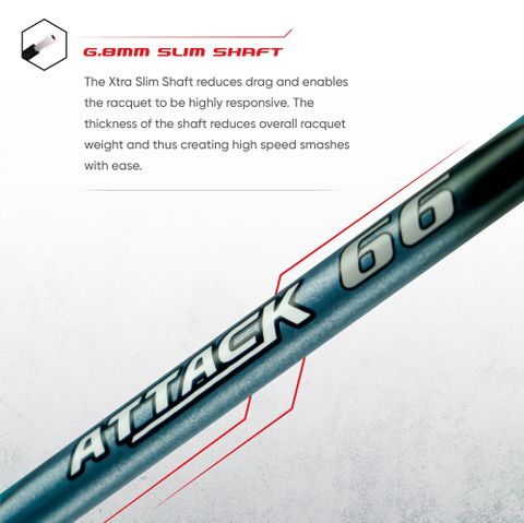 apacs ATTACK 66 (35LBS, 100% UHM GRAPHITE) Blue Unstrung Badminton