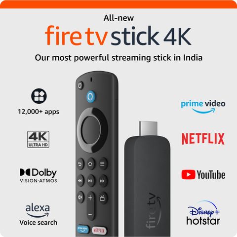 Firetv Stick 4K streaming device, supports Wi-Fi 6, HDR10+ Media