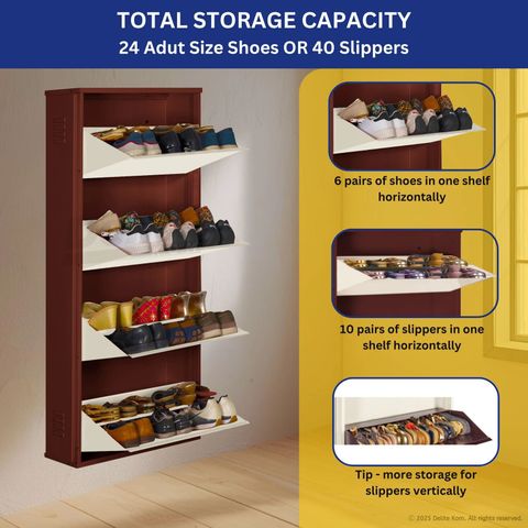 Delite Kom 24 Inch Wide, 8 Shelf | Double Decker | Store 24 Shoe
