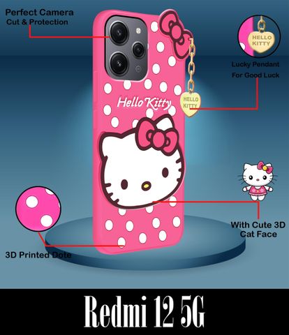 CASEHYP Back Cover for Redmi 12 5G | Girlish Silicone Hello kitty