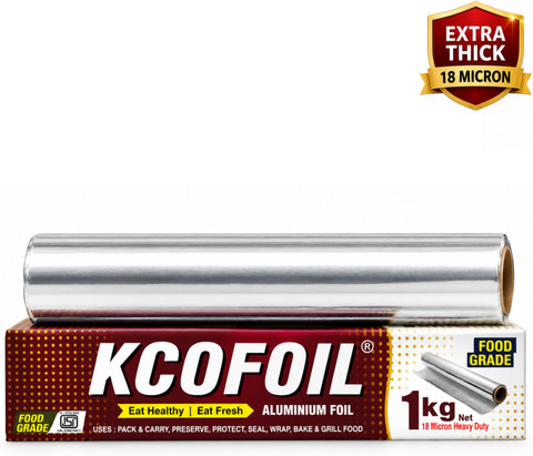 Kcofoil Food Grade 18 Micron Aluminium Foil Roll 1 Kg Net (64 m