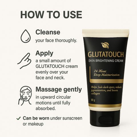 l glutathione cream uses GLUTATOUCH Skin Brightening with L-Glutathione and Vitamin C for 24-Hour Moisturizing, Skin Radiance, Dark Spot Reduction, and Even-Tone Enhancement, 50g Price in India Reduced Glutathione