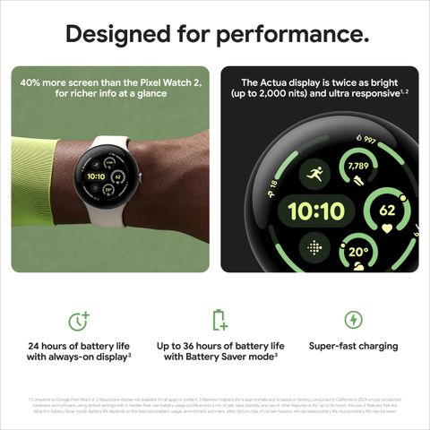Google Pixel Watch 3 (45 mm), display, Advanced motion sensing