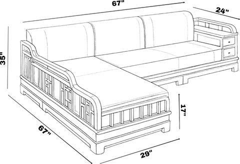 UBOLLO Premium 5 Seater Single Solid Wood Fold Out Sofa Cum Bed (Finish Color - Honey Teak Delivery Condition - Pre-assembled) - Image 6