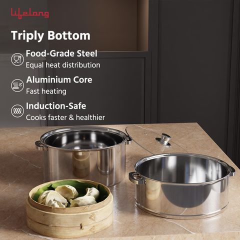 Lifelong Momo Maker 20 cm Stainless Steel Steamer Price in India