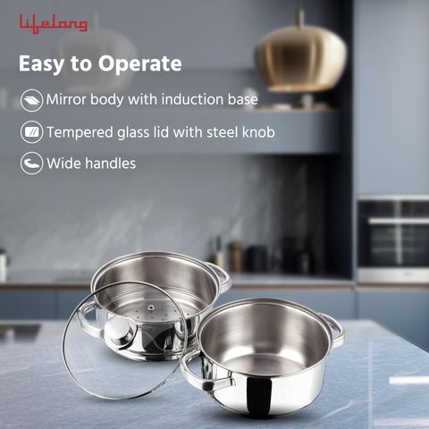 Lifelong Momo Maker 20 cm Stainless Steel Steamer Price in India