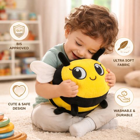 Puchu Toys Cute Bee Plush Toy – Soft Yellow & Black Stuffed Animal