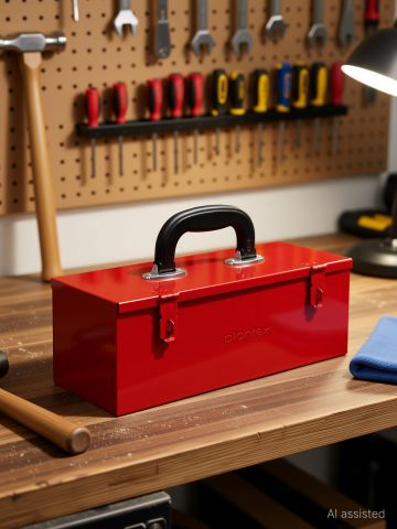 Plantex Metal Tool Box for Home and Garage Without Tools (Red