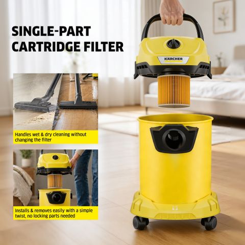 Karcher WD 3 V-15/4/20 (YYY) Wet & Dry Vacuum Cleaner 23kPa