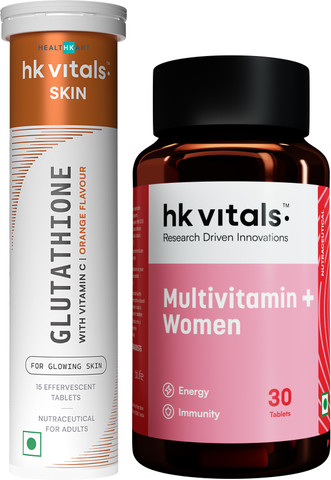 healthkart hk vitals glutathione Multivitamin+Women (30 Tablets) with Effervescent|Orange Price in India liposomal glutathione benefits health