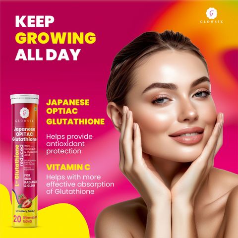 G GLOWSIK - 600mg Japanese Opitac L-Glutathione with Vitamin C for Glowing & Radiance Skin Price in India - Buy G GLOWSIK