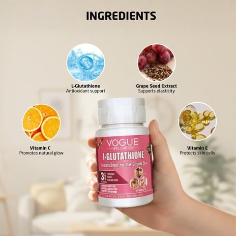 illuminous plus glutathione grape seed and vitamin c Vogue Wellness L Tablets Glowing Skin, Reduce Pigmentation & Clear Skin Price in India pet vitality supplement