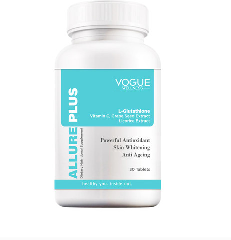 VOGUE WELLNESS Allure Plus Glutathione Tablets with Vitamin C for Glowing Skin Whitening Tablet Price in India