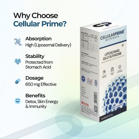 Cellularprime nutrients Liposomal Glutathione - Skin Whitening & pigmentation balance - 64x Absorption Price in India - Buy Cellularprime nutrients Liposomal Glutathione - Skin Whitening & pigmentation balance