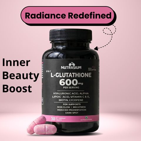 NUTRASIUM L-Glutathione 600 mg with hyaluronic acid for skin whitening and glow Price in India