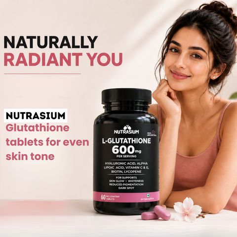best glutathione tablets for pigmentation NUTRASIUM L-Glutathione 600 mg with hyaluronic acid skin whitening and glow Price in India All that glow ✨