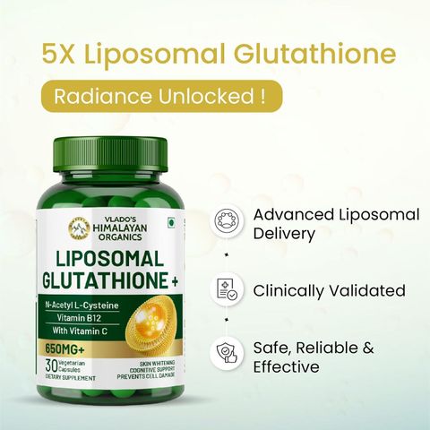Vlado's Himalayan Organics Liposomal Glutathione 650 mg+ | Helps in Skin Hydration & Glow Price in India - Buy Vlado's Himalayan Organics Liposomal Glutathione 650 mg+