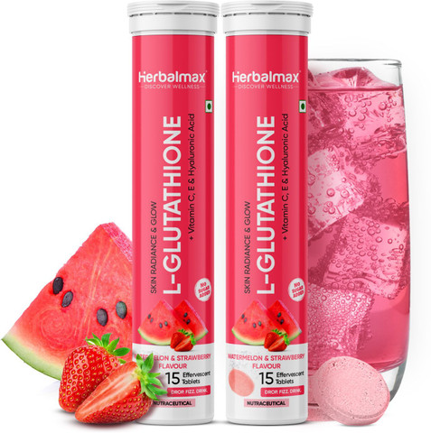 Herbal max L-Glutathione Tablets with Vitamin C & E | Skin Glow & Hydration, No Added Sugar Price in India