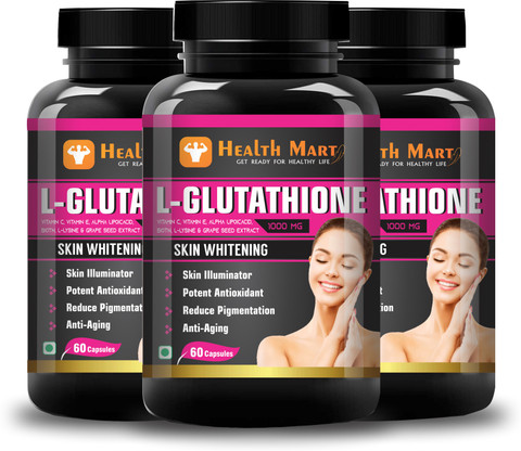 Health Mart L glutathione Skin Whitening Capsule with vitamin C, E, Biotin & Grape seed Ext Price in India