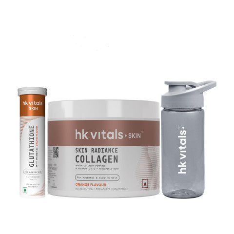 hk vitals glutathione flipkart Skin Radiance Marine Collagen, 100g + Effervescent | Orange + Sipper Price in India - Buy hk vitals Skin Radiance Marine Collagen, 100g + Glutathione Effervescent Acetic Acid Water 3ml
