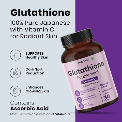 RediClinic Glutathione Tablets For Skin Whitening | Antioxidants for Clear, Glowing Skin Price in India - Buy RediClinic Glutathione Tablets For Skin Whitening