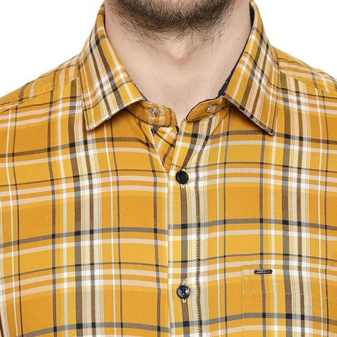KILLER Men Checkered Casual Yellow Shirt - Buy KILLER Men