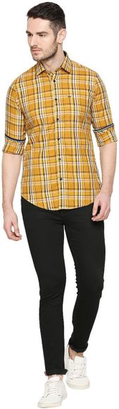 KILLER Men Checkered Casual Yellow Shirt - Buy KILLER Men