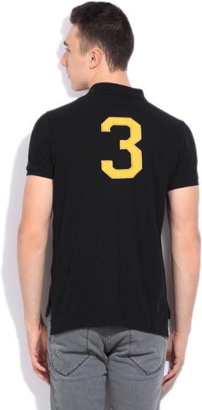 Ralph Lauren Solid Men Polo Neck Black T-Shirt - Buy Black Ralph