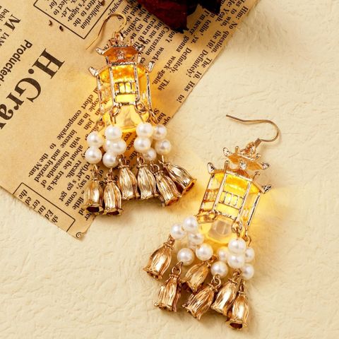 Kezlin Gold Tone Pearl Tassel Dangle Earrings - Image 7