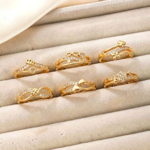 Jullury Combo of 6 Gold Plated Multi Design Adjustable Size Rings